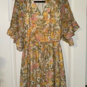 Floral Ruffle Sleeve Dress